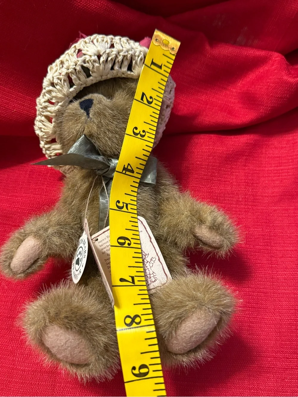 Plush Brown Boyd’s Bears Teddy Bear with Bow and Hat-Vintage- NWT